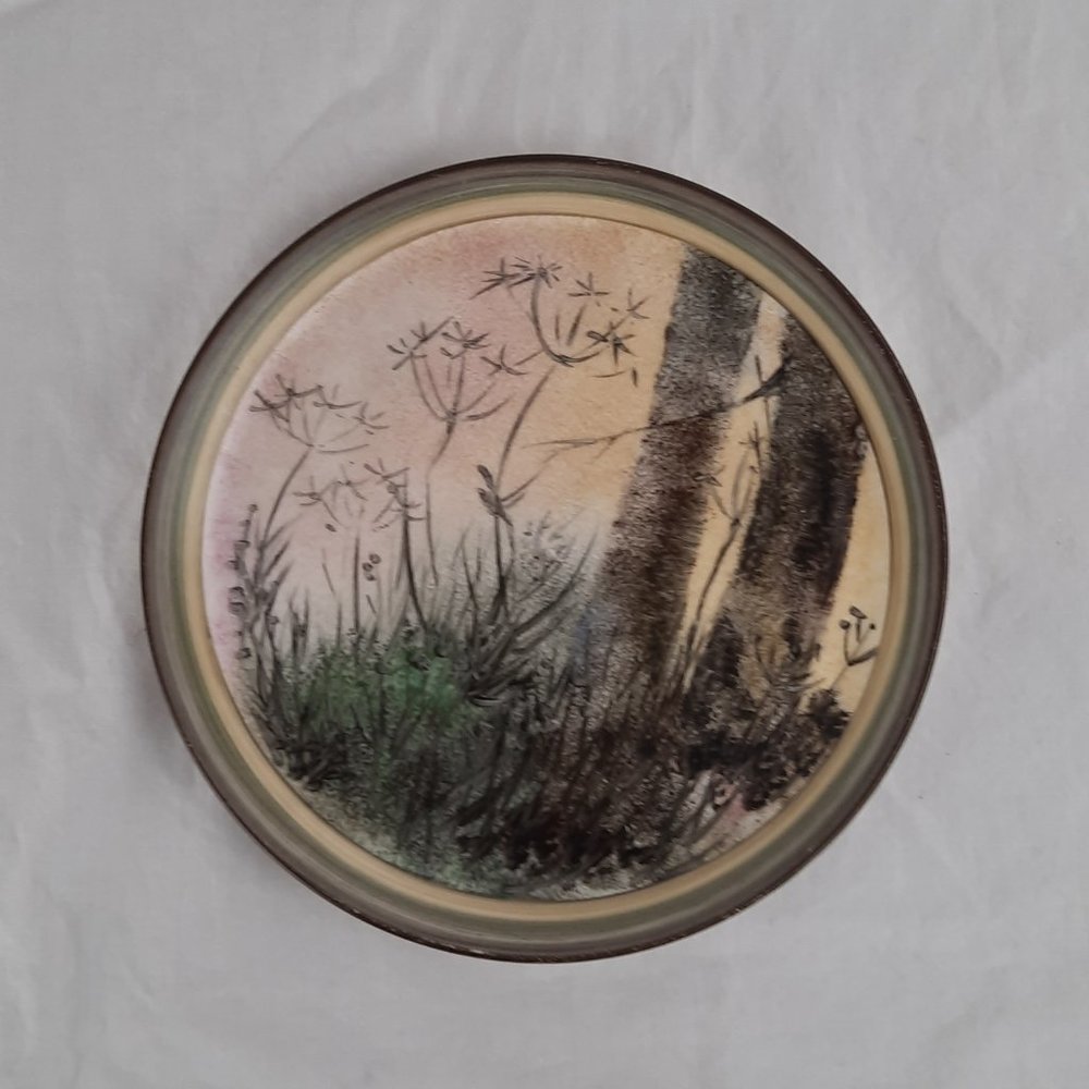 Signed Plate Painted Forest Scene - 6.75" - For Display Only
